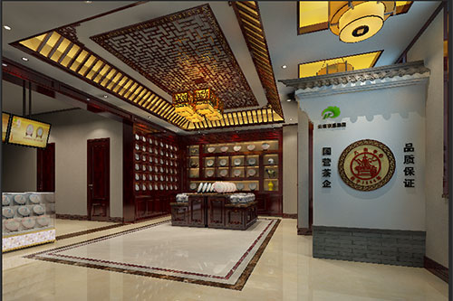 阿图什古朴典雅的中式茶叶店大堂设计效果图