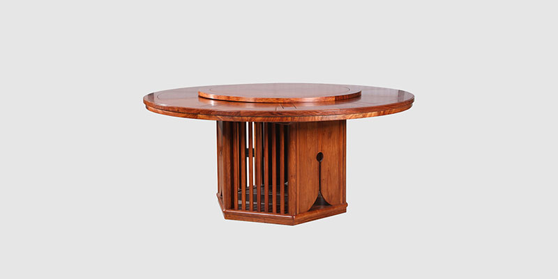 阿图什中式餐厅装修天地圆台餐桌红木家具效果图
